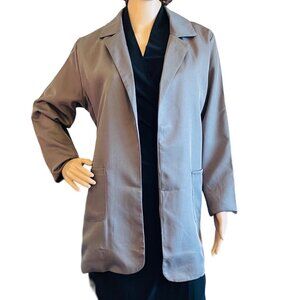 Casual Oversized Long Taupe Gray Blazer Womens sz XL Long Sleeve Open Front
